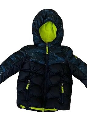 Snozu Navy and Lime Green Puffer Jacket size 6 boys